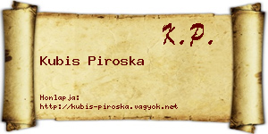 Kubis Piroska névjegykártya